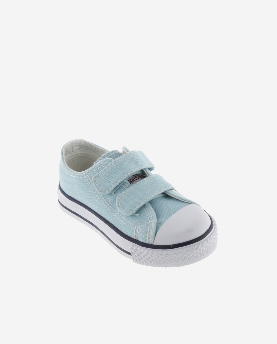 Sapatilhas de Lona Infantil com Biqueira de Borracha e Velcro Victoria Azul-claro-2