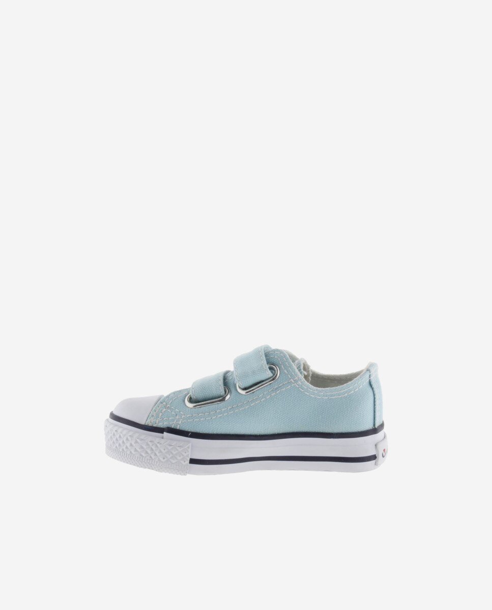 Sapatilhas de Lona Infantil com Biqueira de Borracha e Velcro Victoria Azul-claro-3