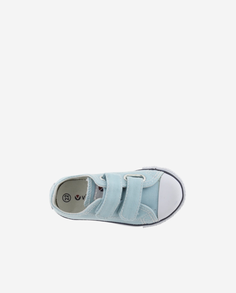 Sapatilhas de Lona Infantil com Biqueira de Borracha e Velcro Victoria Azul-claro-4