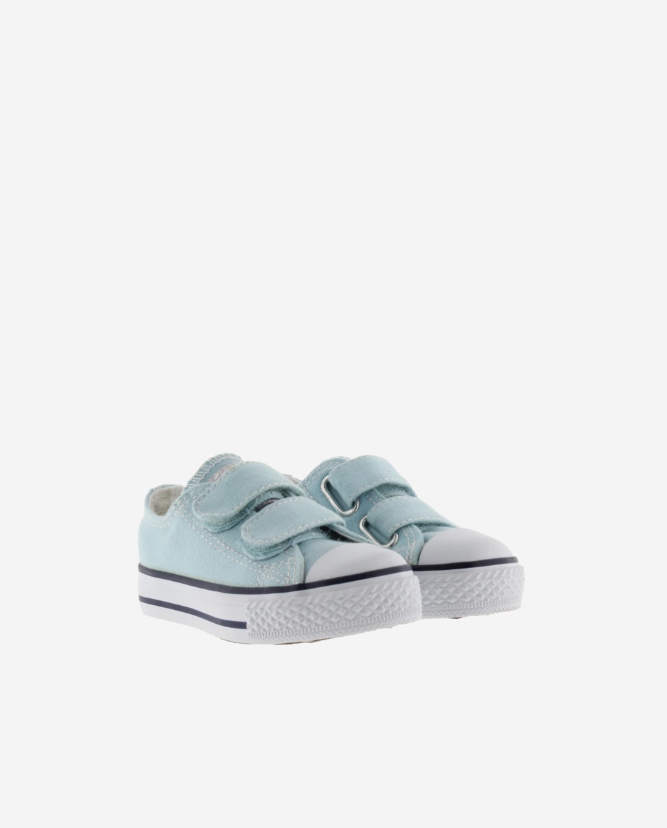 Sapatilhas de Lona Infantil com Biqueira de Borracha e Velcro Victoria Azul-claro-5