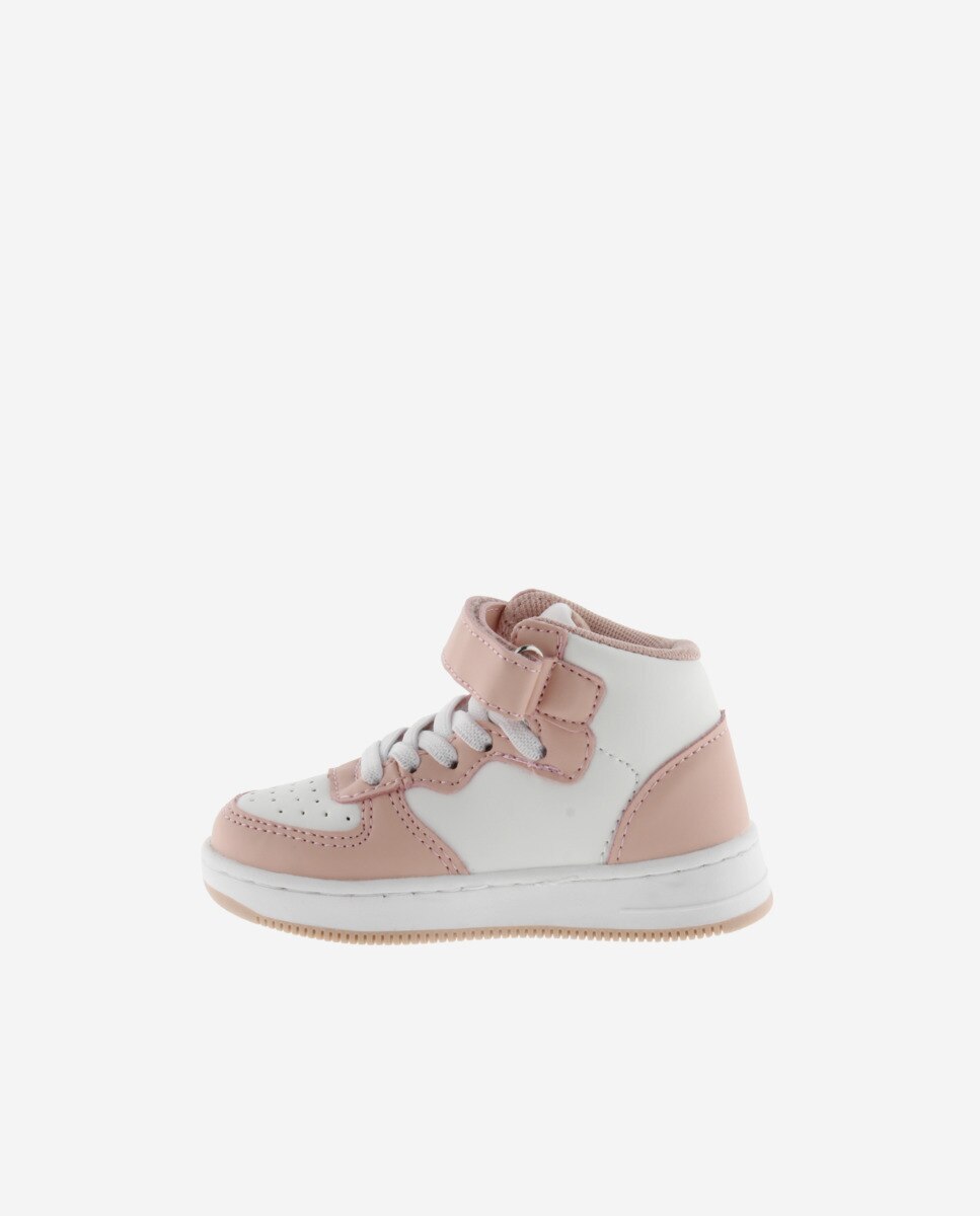 Sapatilhas Desportivas Abotinadas com Logotipo de Glitter e Cordão Elástico Victoria Nude-3