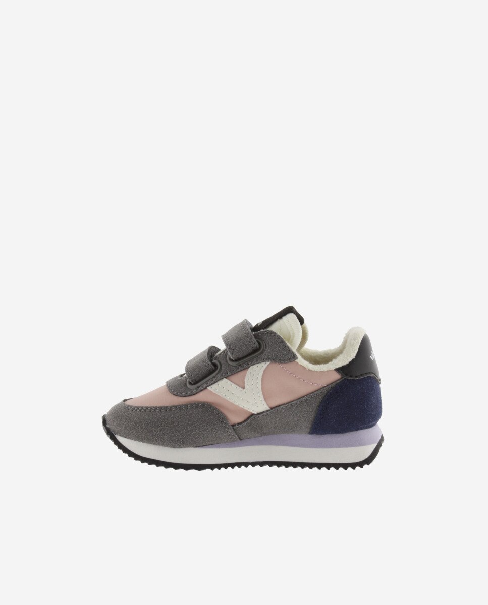 Sapatilhas Desportivas Infantil de Nylon com Peças Multicolor e Velcro Duplo Victoria Cinzento-3