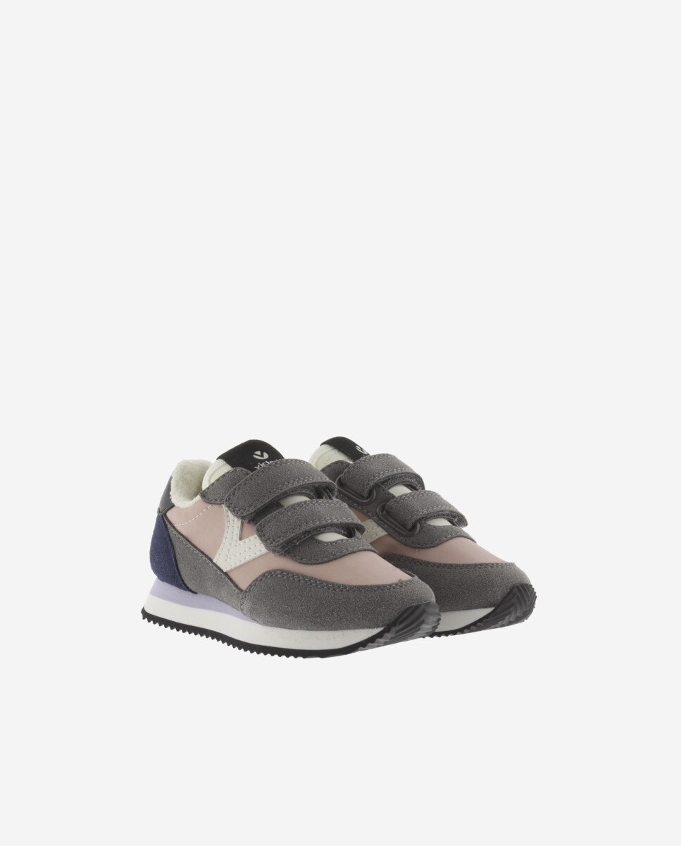 Sapatilhas Desportivas Infantil de Nylon com Peças Multicolor e Velcro Duplo Victoria Cinzento-5