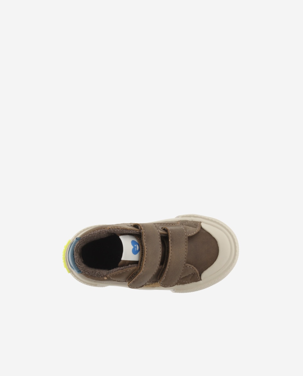Sapatilhas Altas Infantil com Velcro e Sola em Ziguezague Victoria Castanho-4