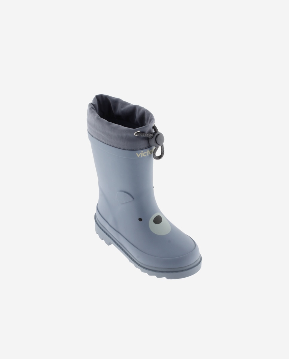 Botas de Água Infantil em Borracha Animalitos com Cano Ajustável e Sola Serrilhada Victoria Azul-2