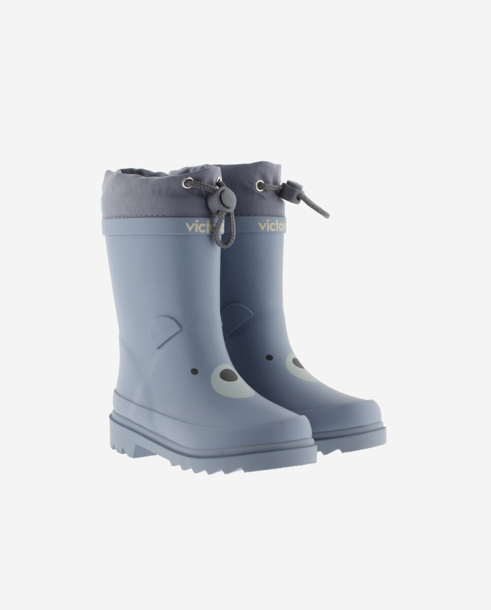 Botas de Água Infantil em Borracha Animalitos com Cano Ajustável e Sola Serrilhada Victoria Azul-5
