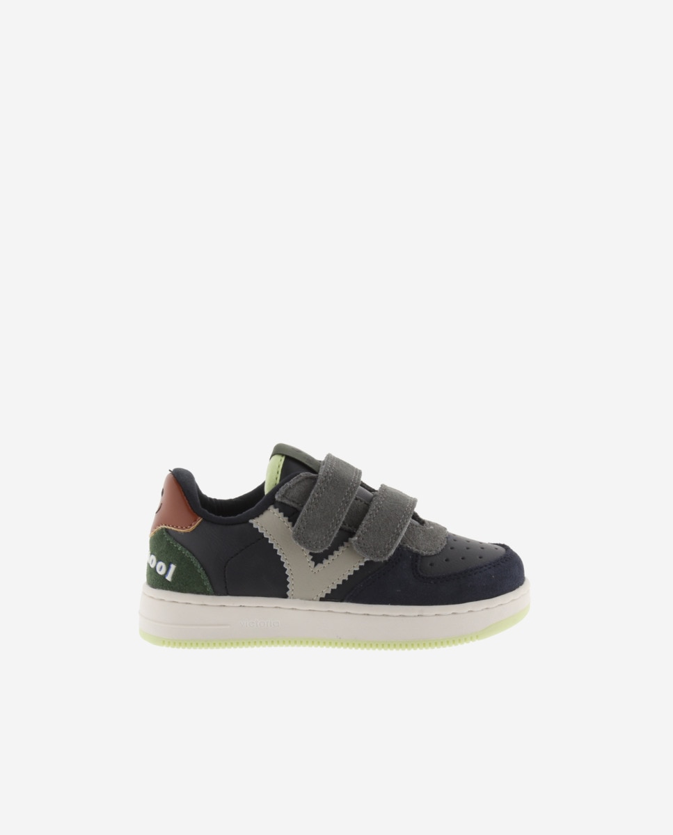Sapatilhas Desportivas Infantil com Peças de Camurça e Velcro Victoria Azul-índigo-1