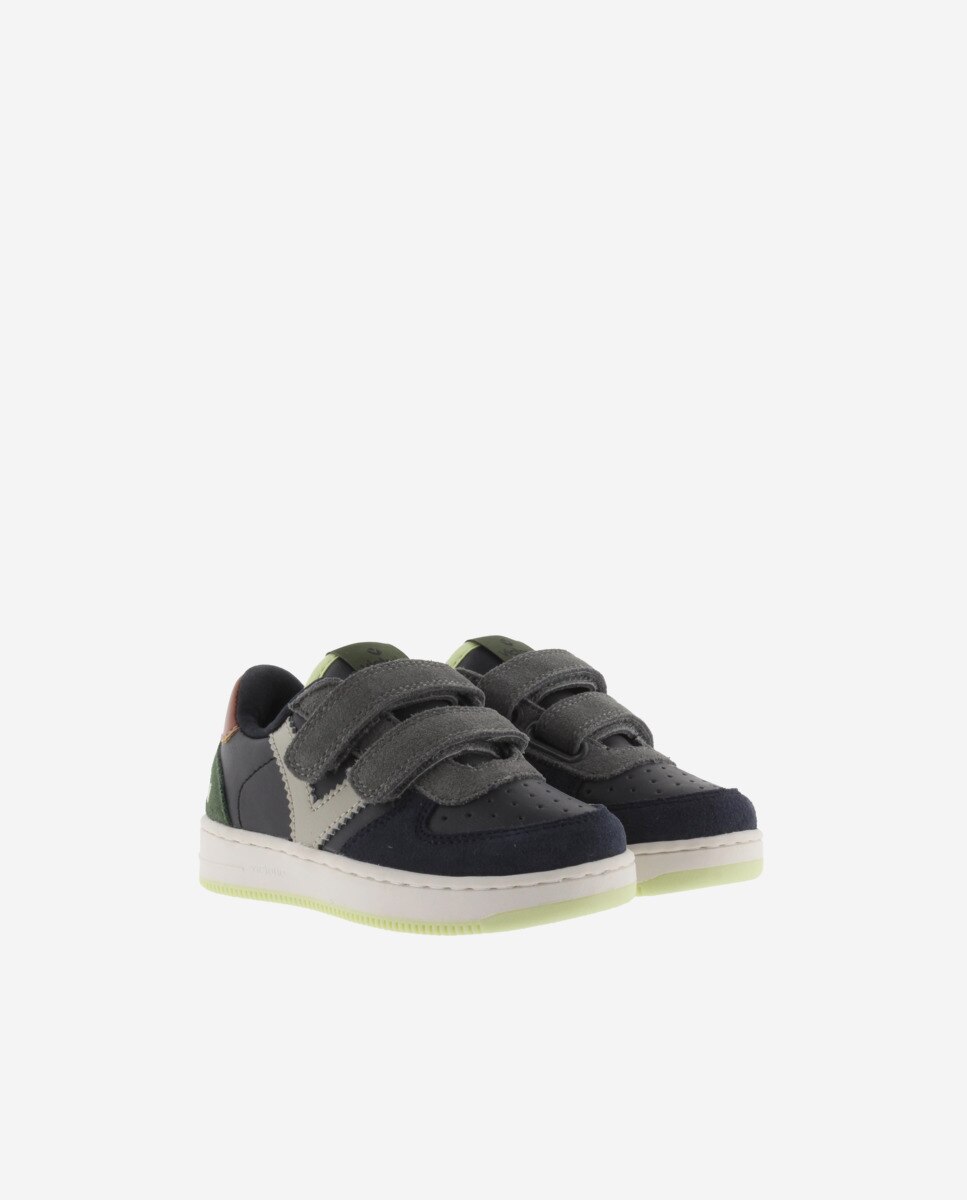 Sapatilhas Desportivas Infantil com Peças de Camurça e Velcro Victoria Azul-índigo-5