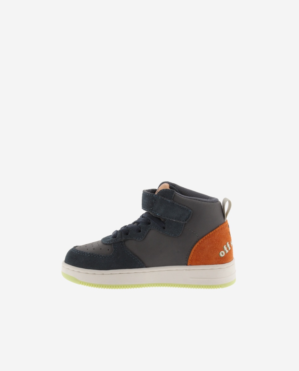 Sapatilhas Altas Infantil com Peças de Camurça e Velcro Victoria Antracite-3