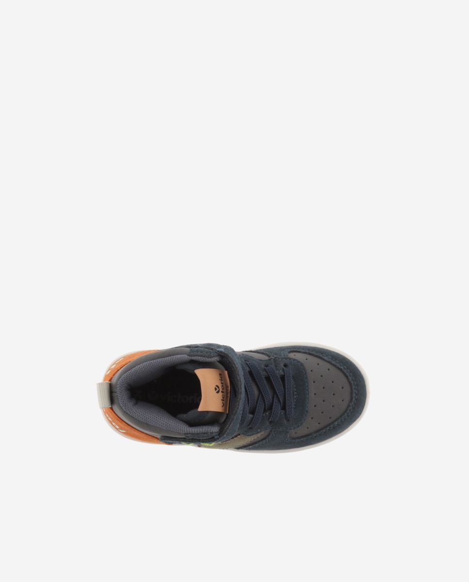Sapatilhas Altas Infantil com Peças de Camurça e Velcro Victoria Antracite-4