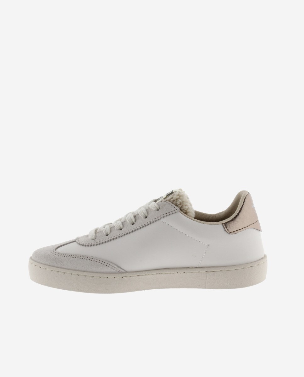 Sapatilhas Desportivas com Peças de Camurça e Logotipo de Glitter Branco-gelo-3