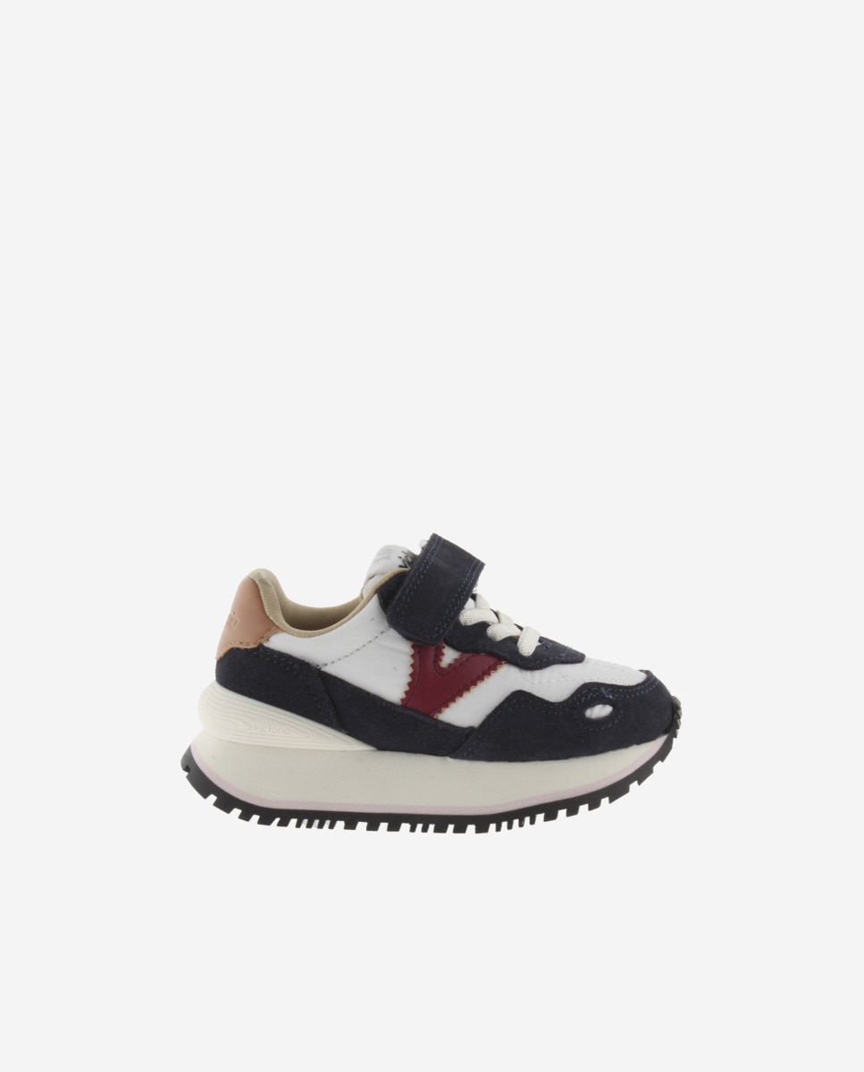Sapatilhas Desportivas de Nylon Infantil com Peças de Camurça e Sola Serrilhada Victoria Azul-marinho-1