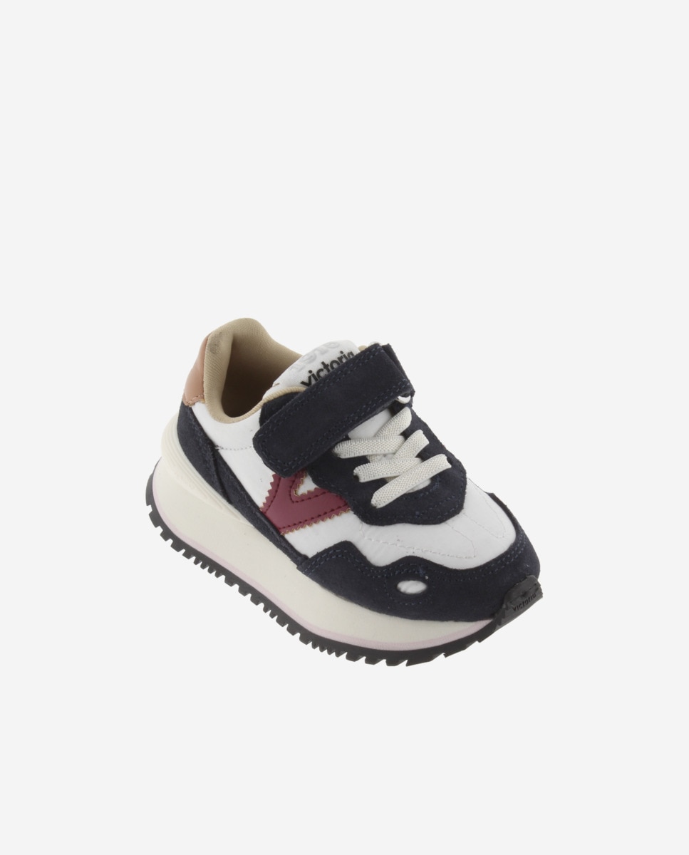 Sapatilhas Desportivas de Nylon Infantil com Peças de Camurça e Sola Serrilhada Victoria Azul-marinho-2