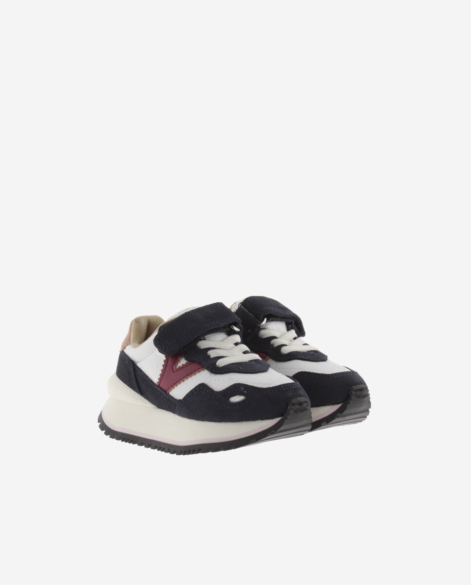 Sapatilhas Desportivas de Nylon Infantil com Peças de Camurça e Sola Serrilhada Victoria Azul-marinho-5