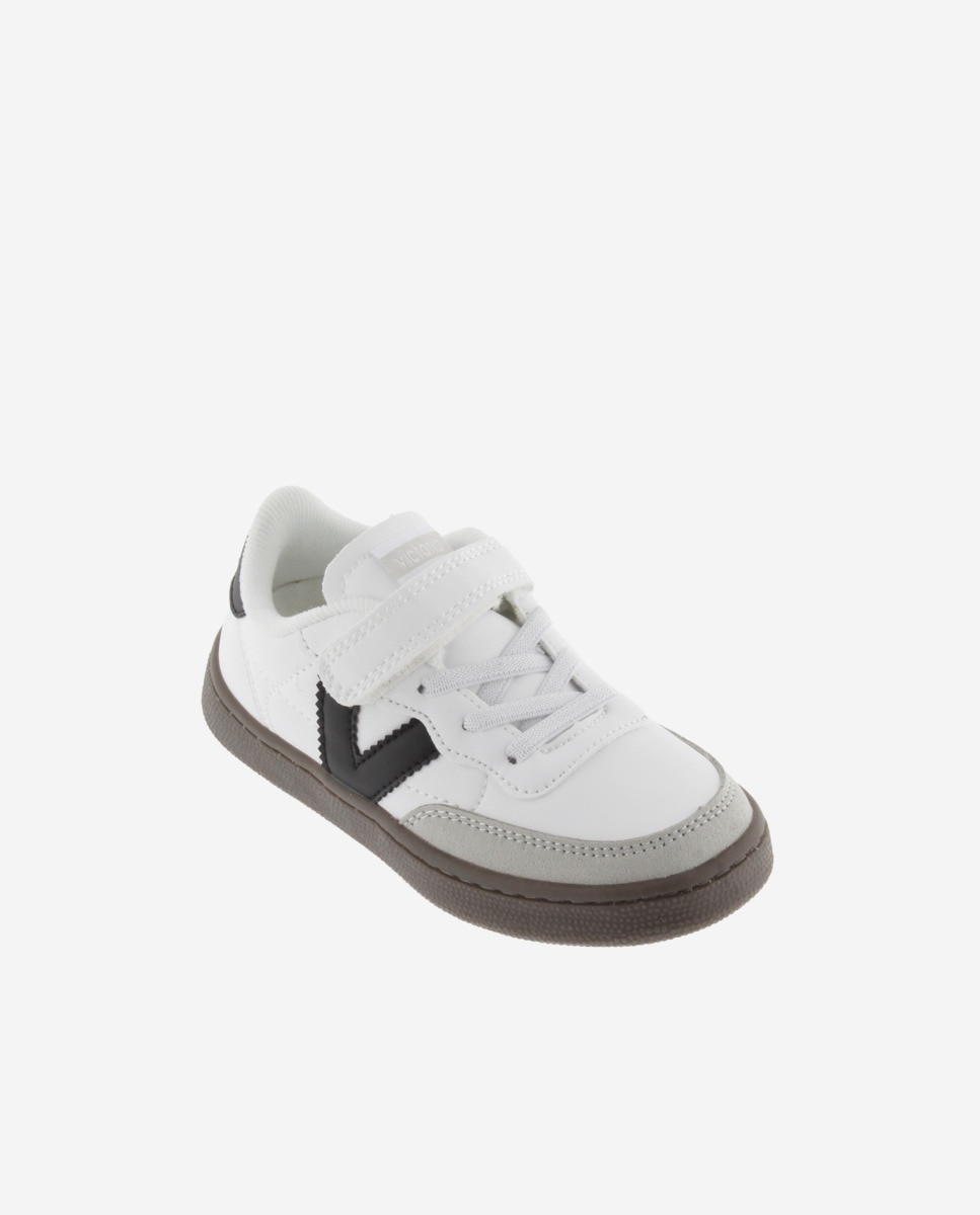 Sapatilhas Desportivas Infantil com Peças em Contraste e Sola em Castanho Chocolate Victoria Branco-2