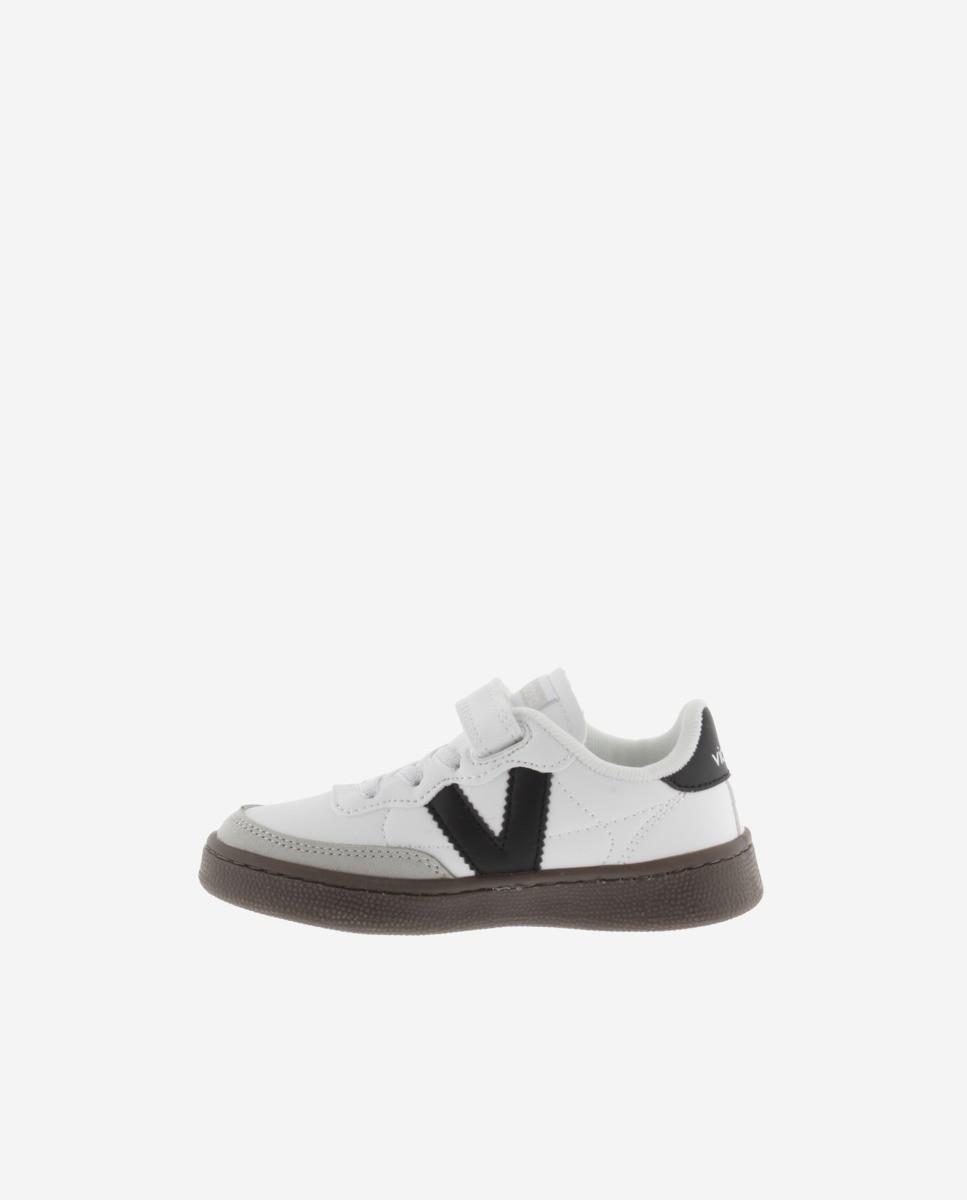 Sapatilhas Desportivas Infantil com Peças em Contraste e Sola em Castanho Chocolate Victoria Branco-3