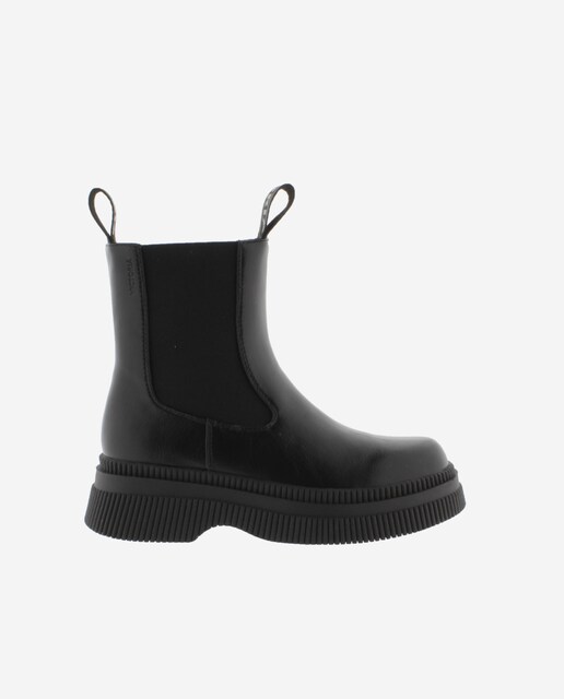Imagem 0 de Botins em Preto Monocromo com Sola Grossa e Puxador Duplo