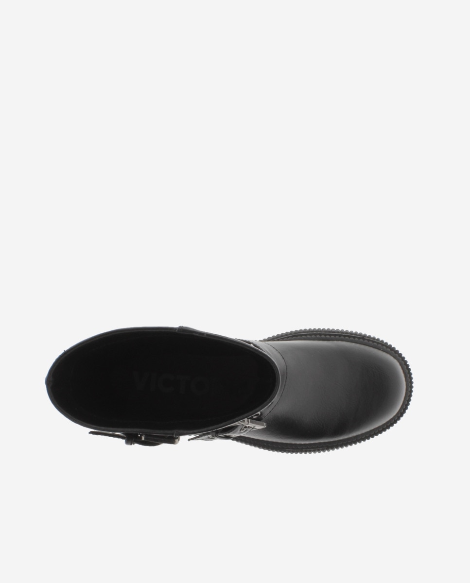 Botas em Preto Monocromo com Sola Grossa e Dupla Tira Preto-4