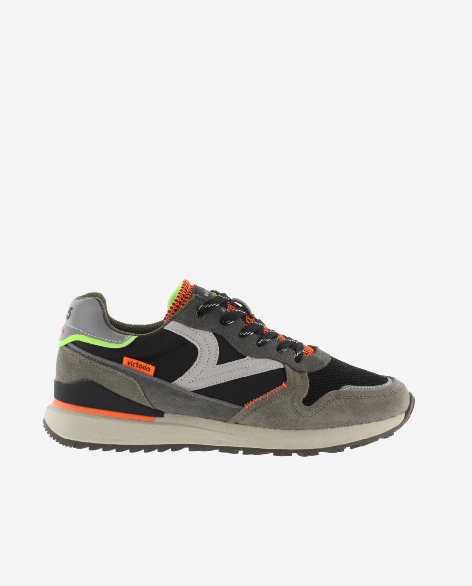 Sapatilhas Desportivas de Nylon com Peças Coloridas e Camurça e Logotipo Retro Multicolor-1