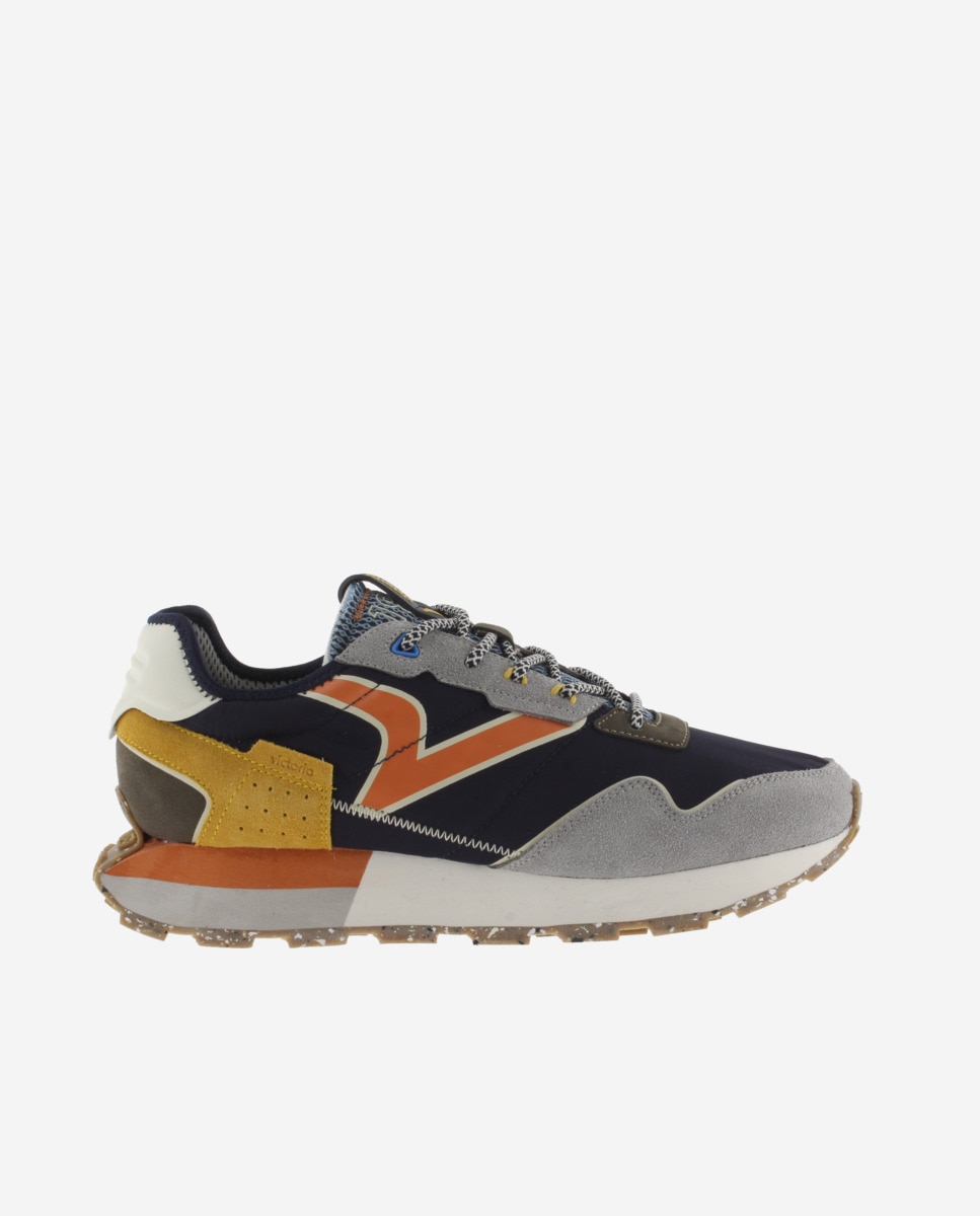 Sapatilhas Desportivas de Nylon com Peças de Camurça e Sola Serrilhada Multicolor-1