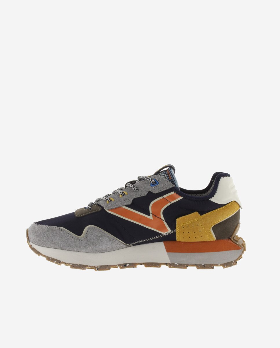 Sapatilhas Desportivas de Nylon com Peças de Camurça e Sola Serrilhada Multicolor-3