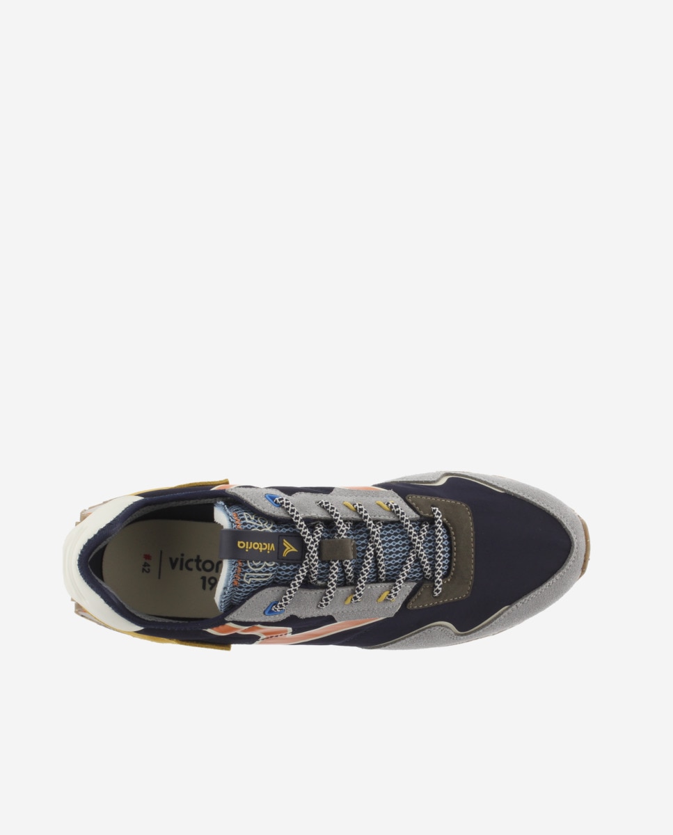 Sapatilhas Desportivas de Nylon com Peças de Camurça e Sola Serrilhada Multicolor-4