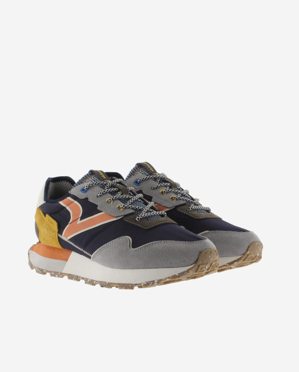 Sapatilhas Desportivas de Nylon com Peças de Camurça e Sola Serrilhada Multicolor-5