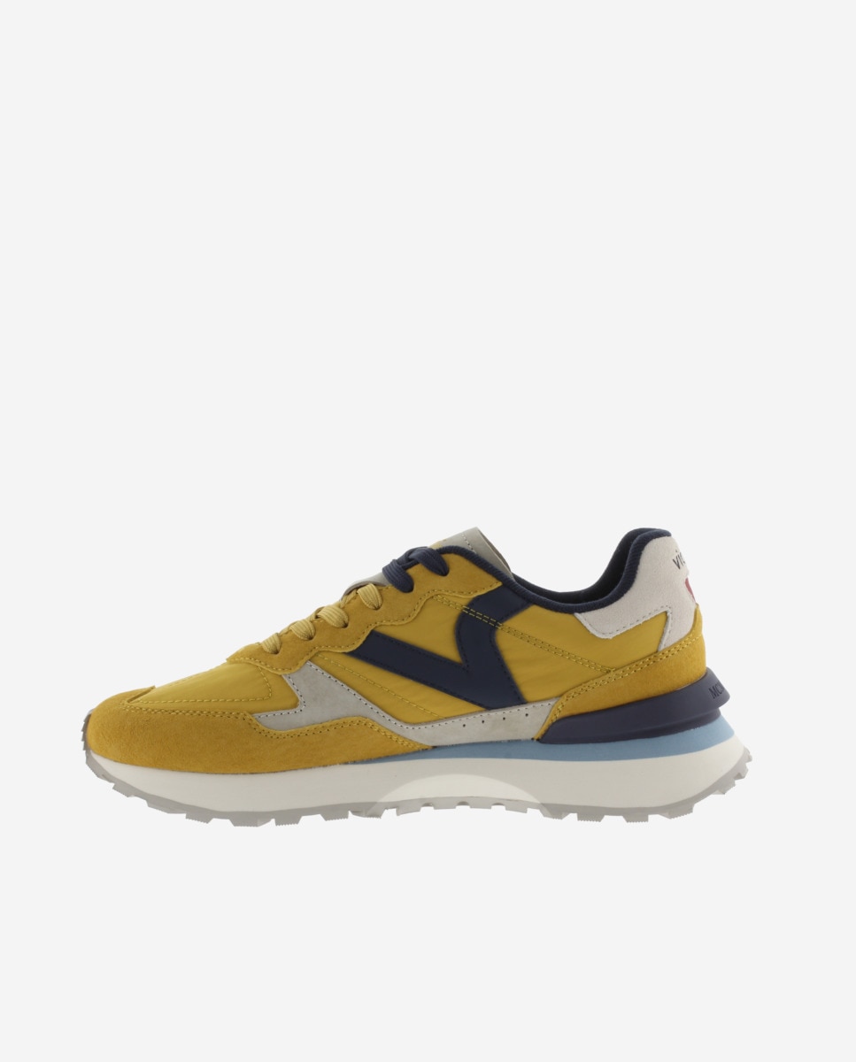 Sapatilhas Desportivas de Nylon com Peças de Camurça e Logotipo Retro Amarelo / Preto-3