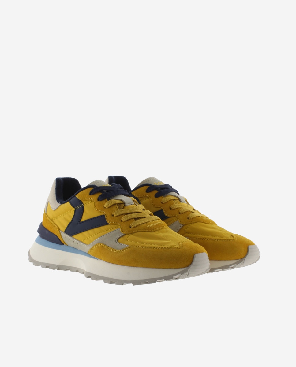 Sapatilhas Desportivas de Nylon com Peças de Camurça e Logotipo Retro Amarelo / Preto-5
