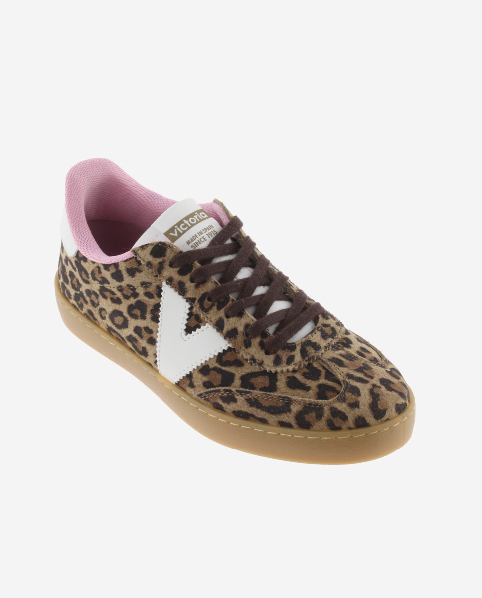 Sapatilhas Desportivas de Camurça Animal Print com Peças em Contraste e Sola Caramelo Estampado-2