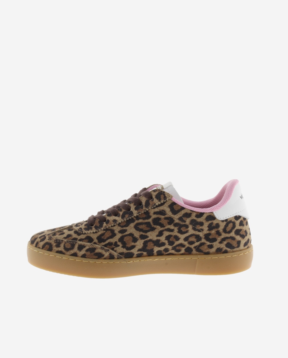 Sapatilhas Desportivas de Camurça Animal Print com Peças em Contraste e Sola Caramelo Estampado-3