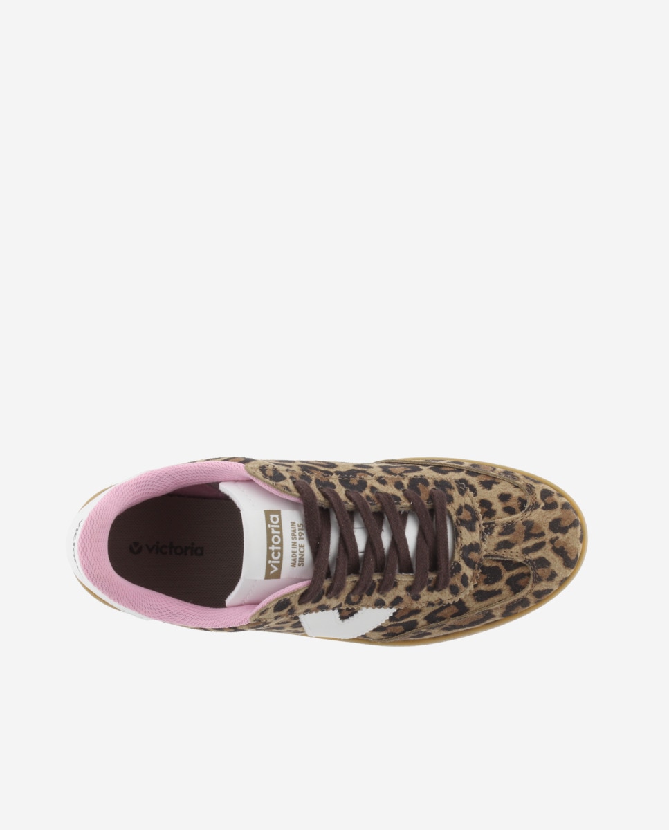Sapatilhas Desportivas de Camurça Animal Print com Peças em Contraste e Sola Caramelo Estampado-4