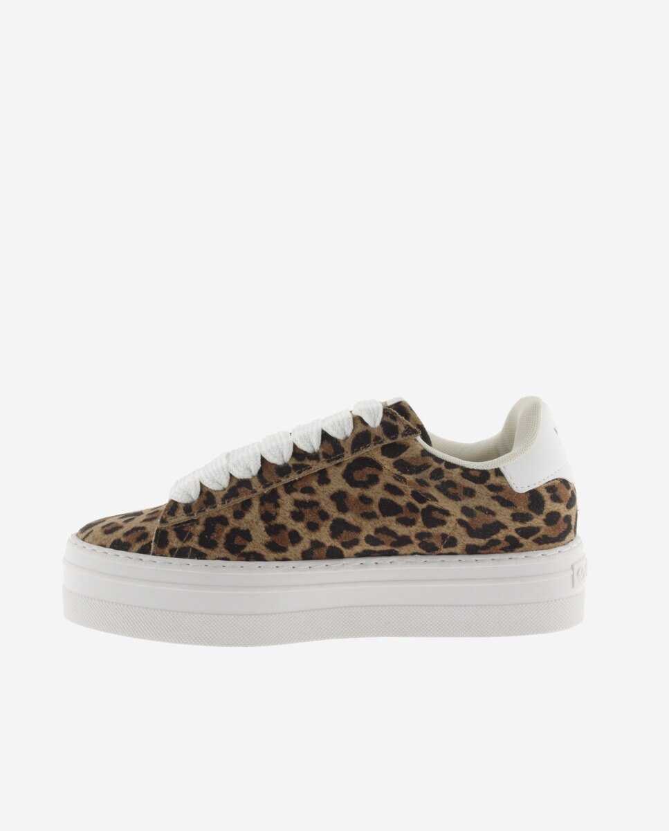 Sapatilhas de Camurça Leopardo com Plataforma e Peças em Contraste Estampado-3