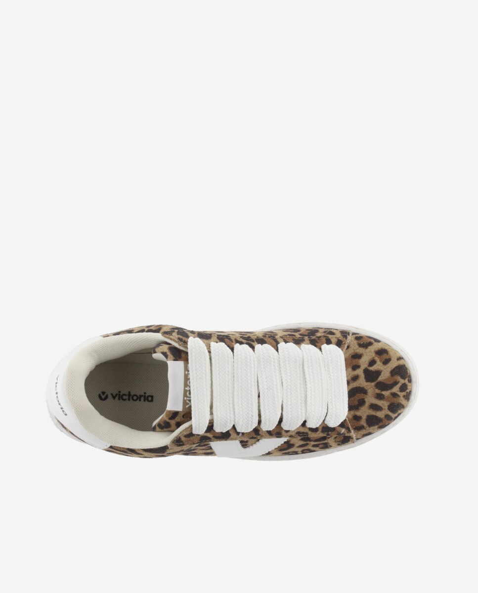 Sapatilhas de Camurça Leopardo com Plataforma e Peças em Contraste Estampado-4