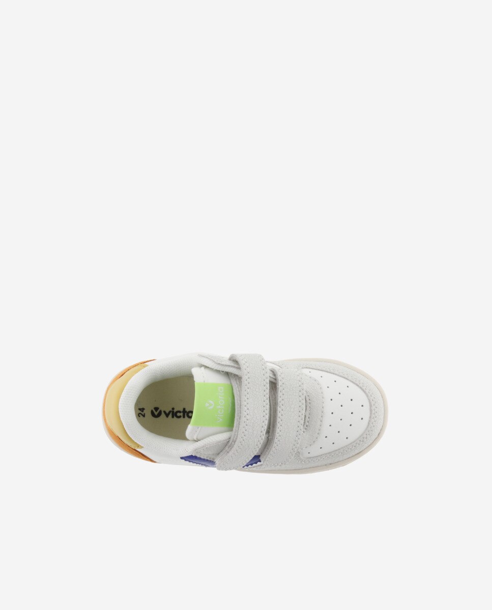 Sapatilhas Desportivas Infantil com Peças Coloridas e Camurça e Fecho Duplo Velcro Victoria Azul-4