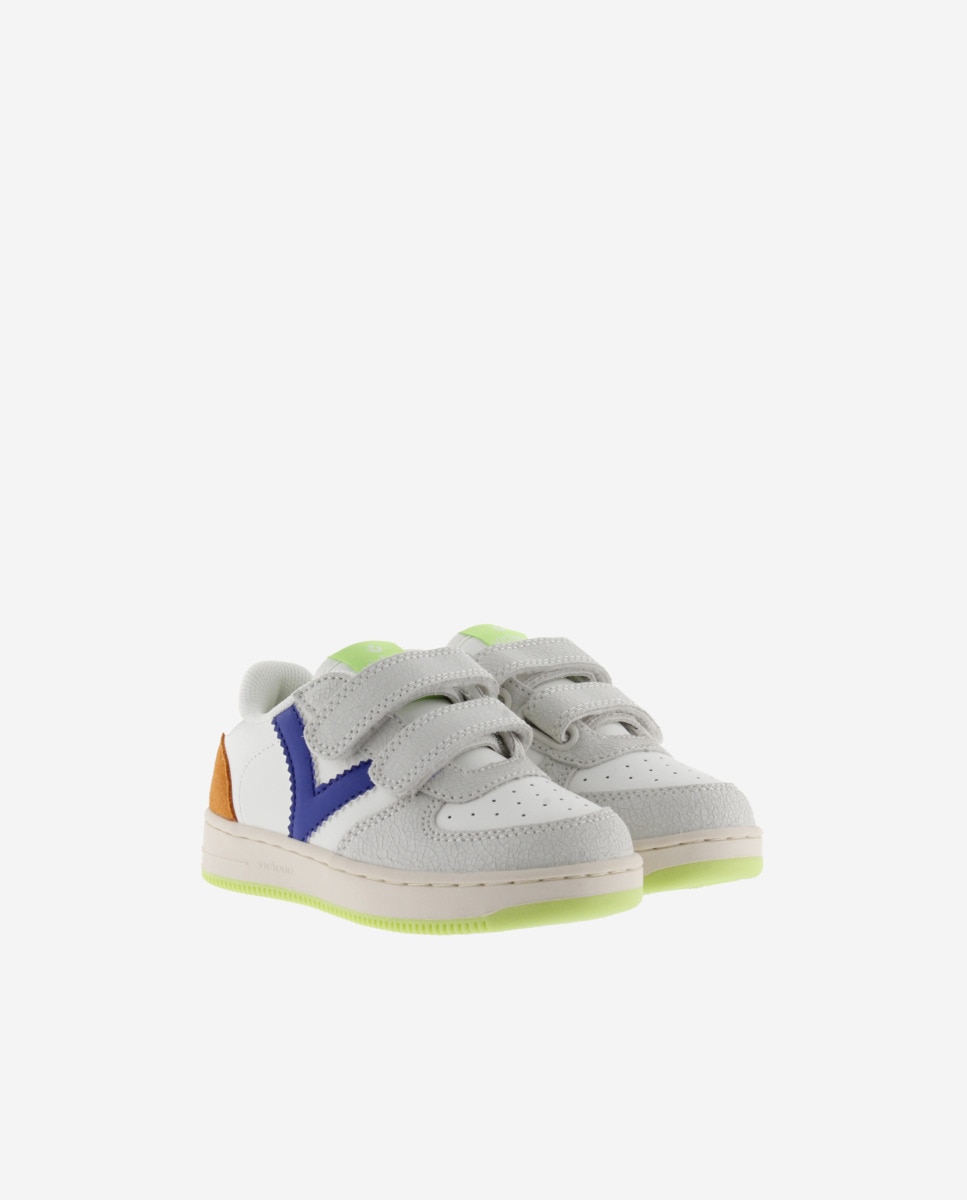 Sapatilhas Desportivas Infantil com Peças Coloridas e Camurça e Fecho Duplo Velcro Victoria Azul-5