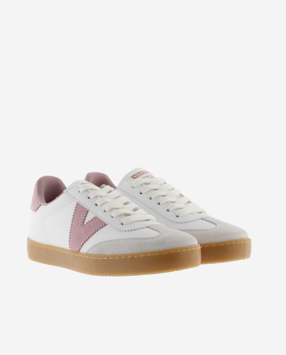 Sapatilhas Desportivas com Peças de Croute e Interior em Contraste Rosa-5