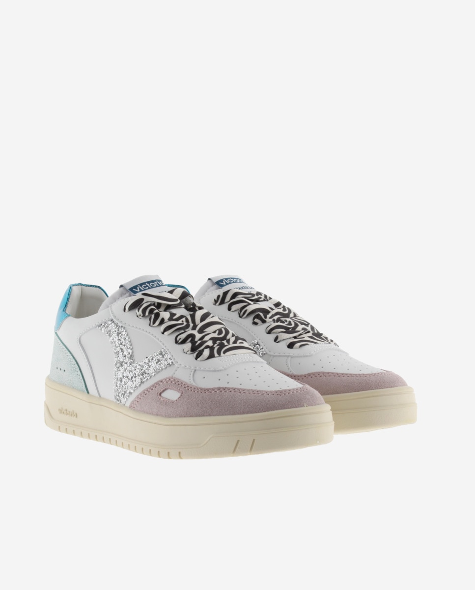 Sapatilhas Desportivas com Peças Metalizadas e Atacadores Animal Print Rosa-claro-5