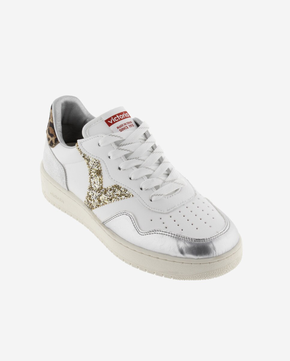 Sapatilhas Desportivas com Peças Metalizadas e Parte Posterior Animal Print Prata-2