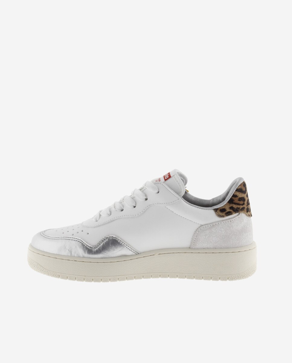 Sapatilhas Desportivas com Peças Metalizadas e Parte Posterior Animal Print Prata-3