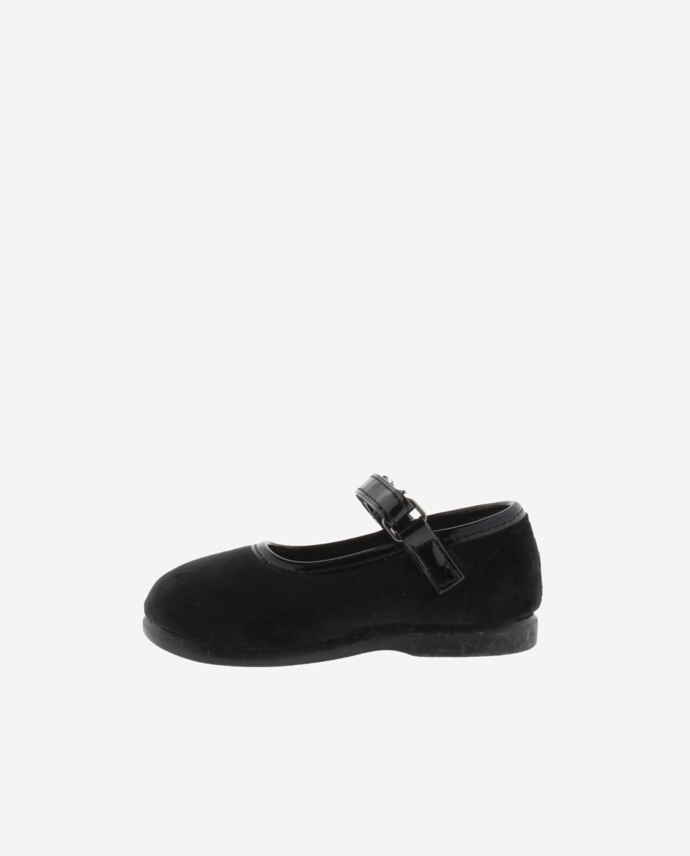 Bailarinas para Bebé de Veludo com Velcro e Sola Victoria Preto-3