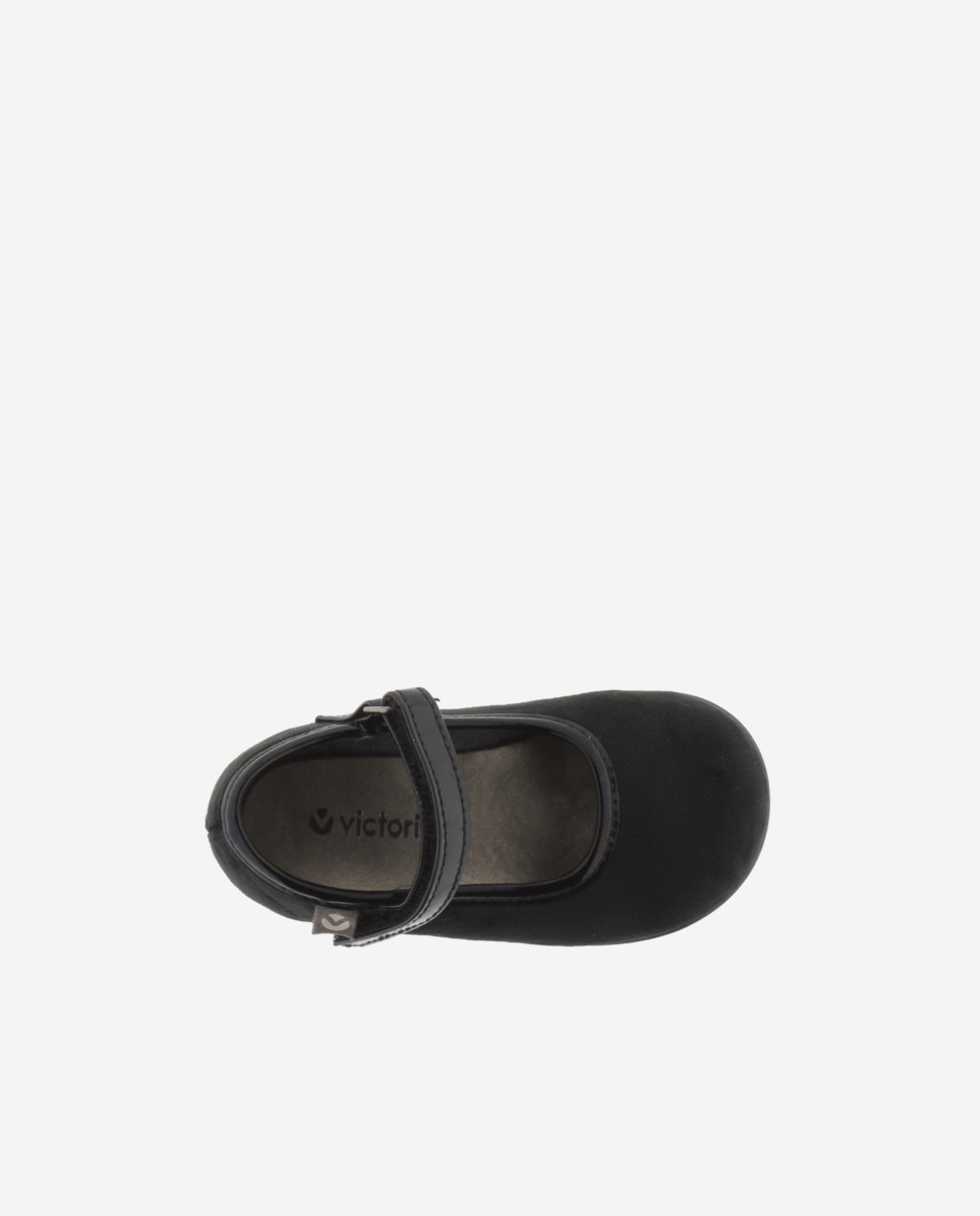 Bailarinas para Bebé de Veludo com Velcro e Sola Victoria Preto-4