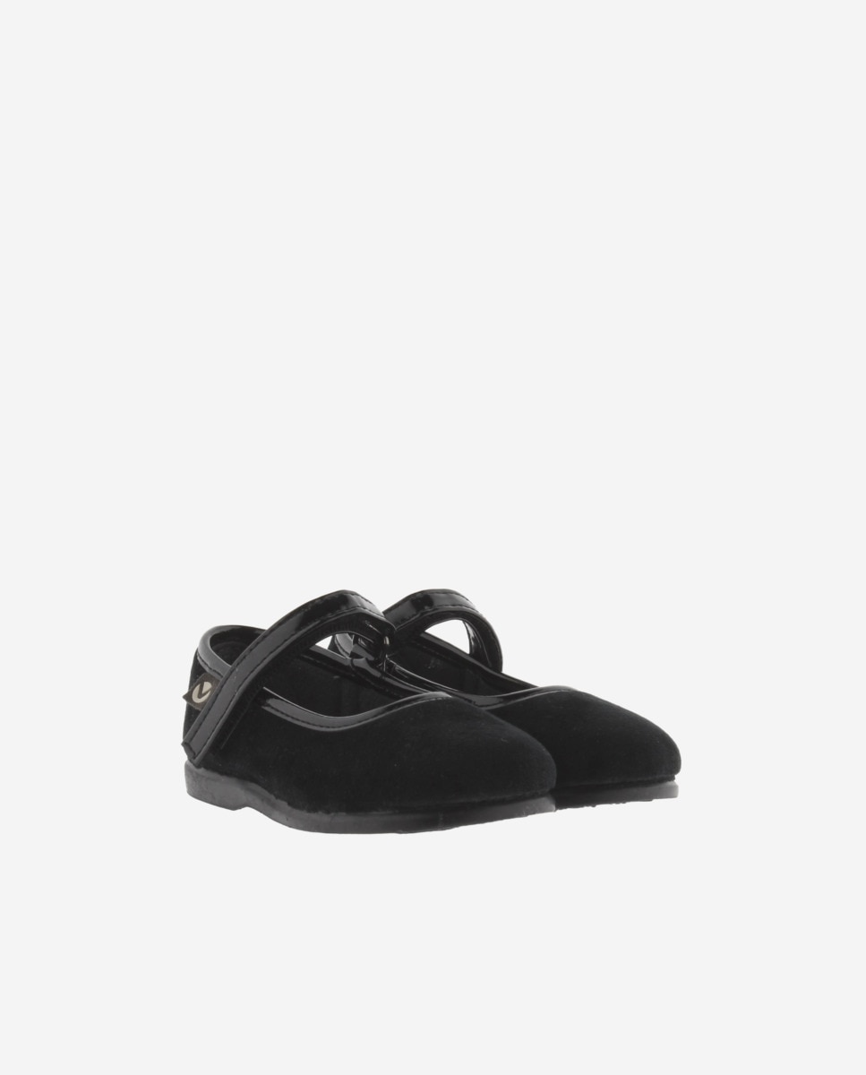 Bailarinas para Bebé de Veludo com Velcro e Sola Victoria Preto-5