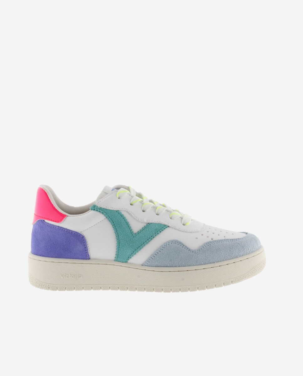 Sapatilhas Desportivas com Peças Multicolor de Camurça Azul-1