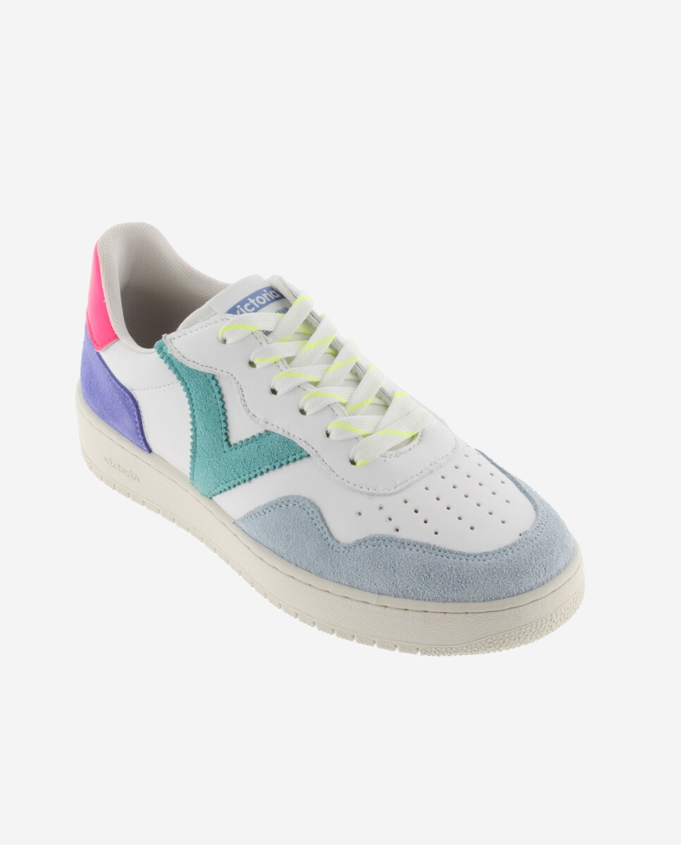 Sapatilhas Desportivas com Peças Multicolor de Camurça Azul-2
