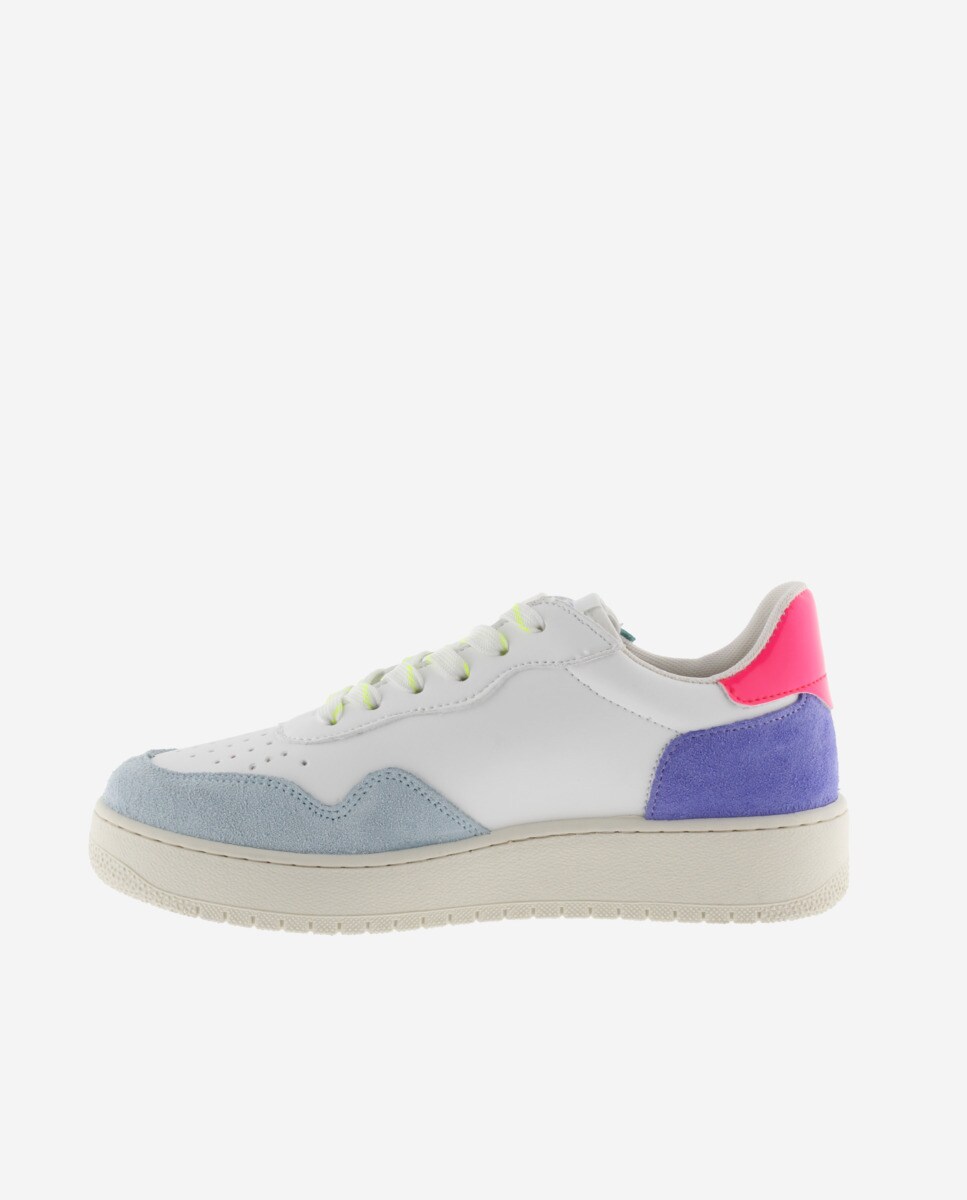 Sapatilhas Desportivas com Peças Multicolor de Camurça Azul-3