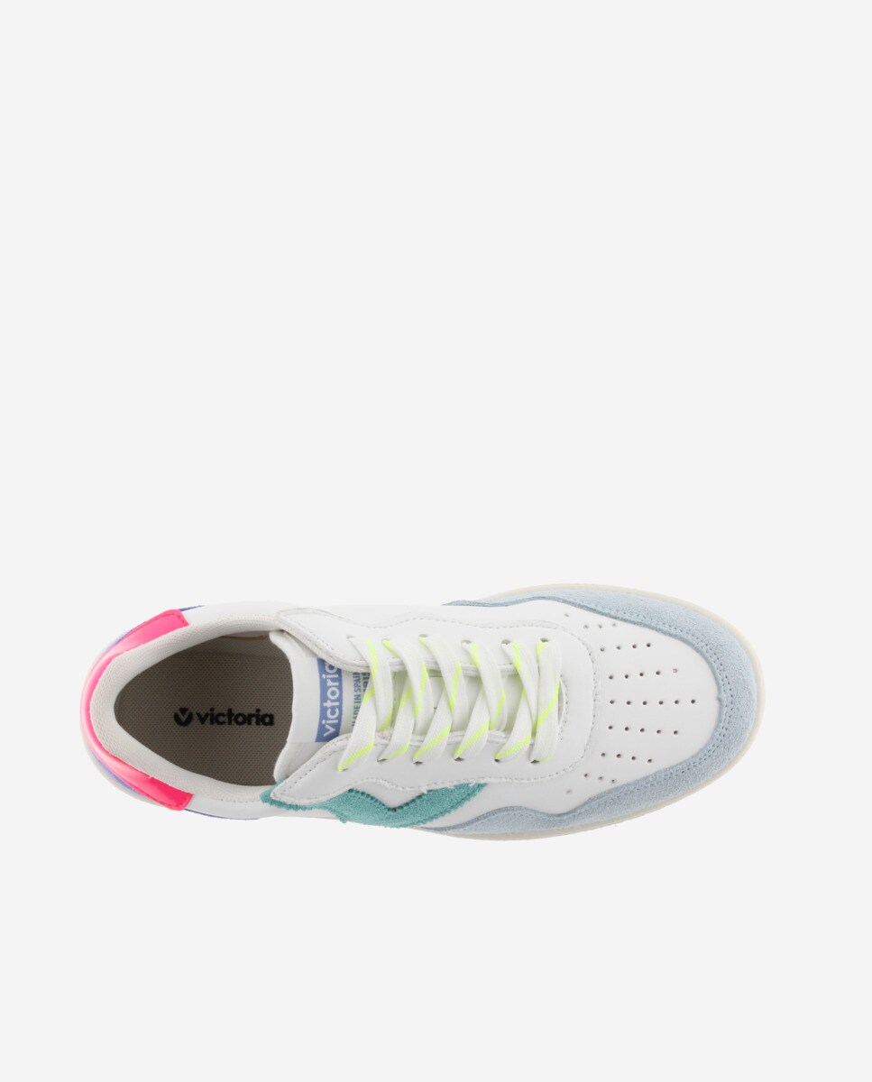 Sapatilhas Desportivas com Peças Multicolor de Camurça Azul-4