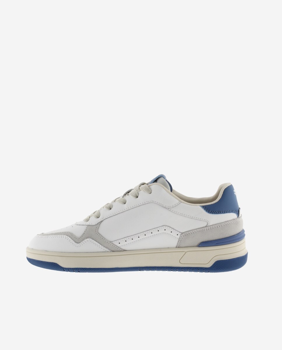 Desportivas de Pele com Peças Coloridas e Camurça Azul/Branco-3