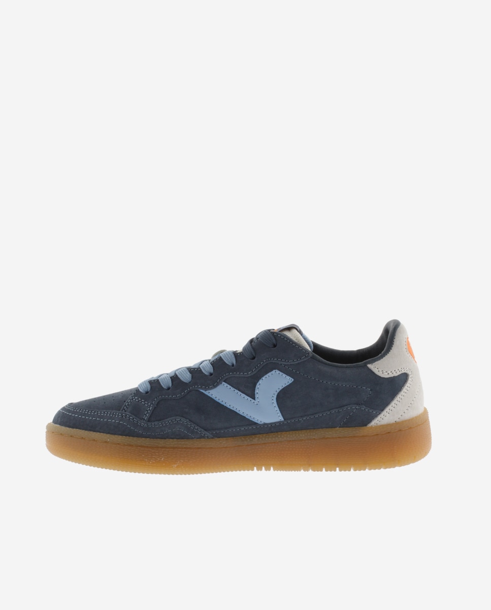 Desportivas de Camurça com Peças em Contraste e Sola Caramelo Azul-marinho-3