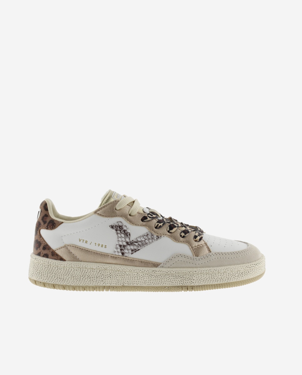 Imagem 0 de Sapatilhas Desportivas de Pele com Peças Metalizadas e Animal Print